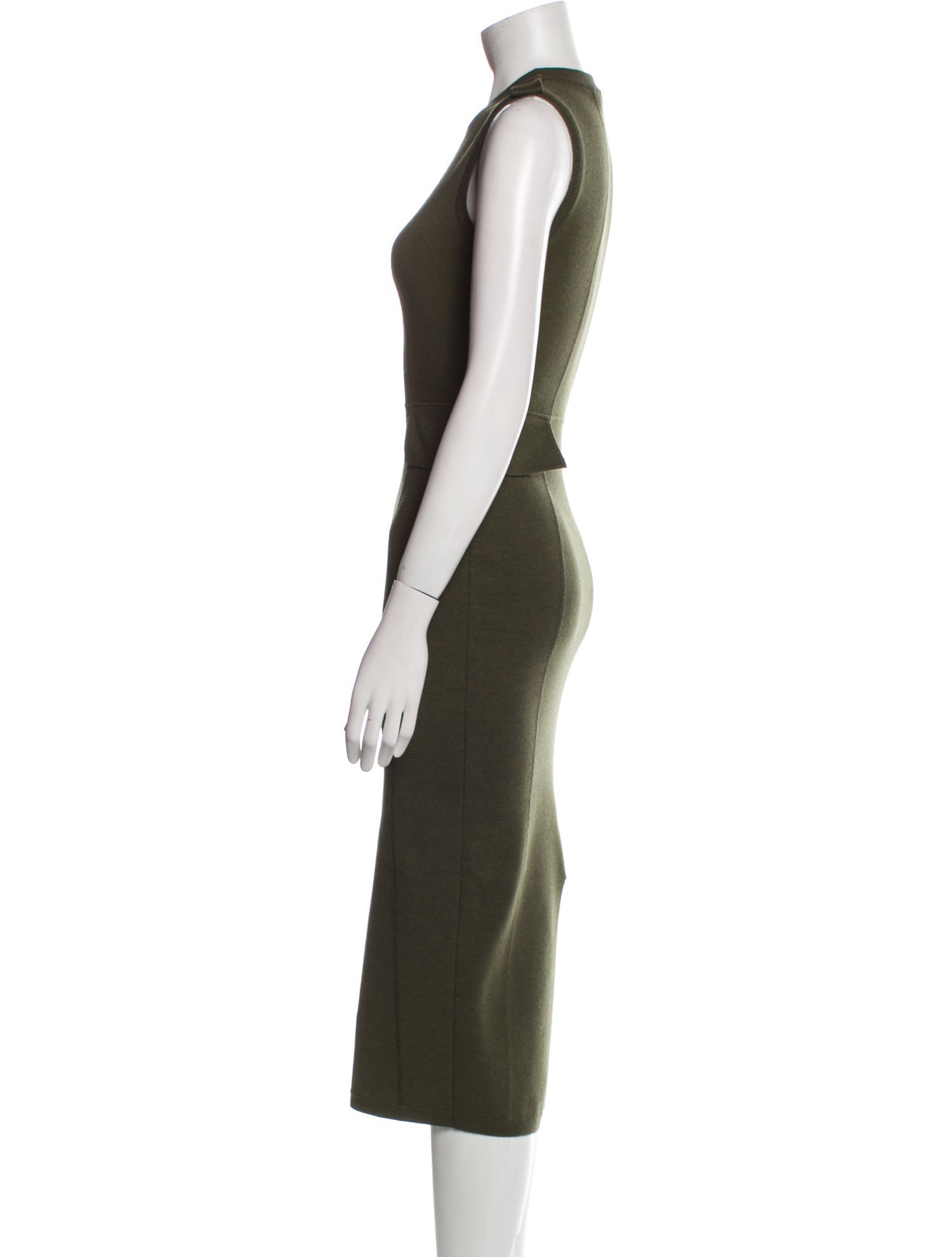 Victoria Beckham Virgin Wool Midi Length Dress