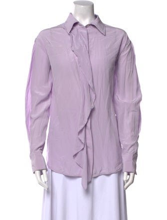 Victoria Beckham Silk Long Sleeve Button-Up Top