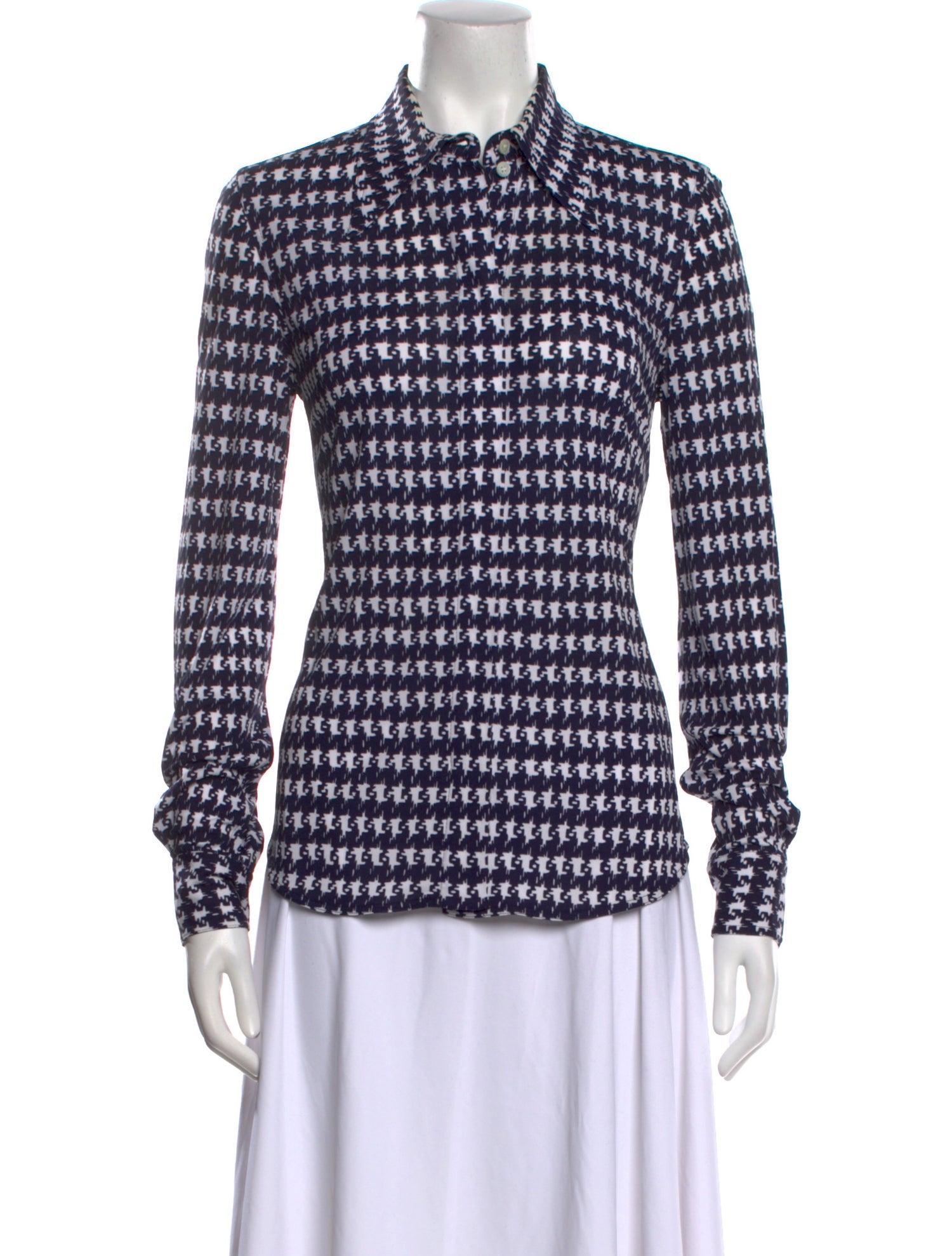 Victoria Beckham Printed Long Sleeve Button-Up Top