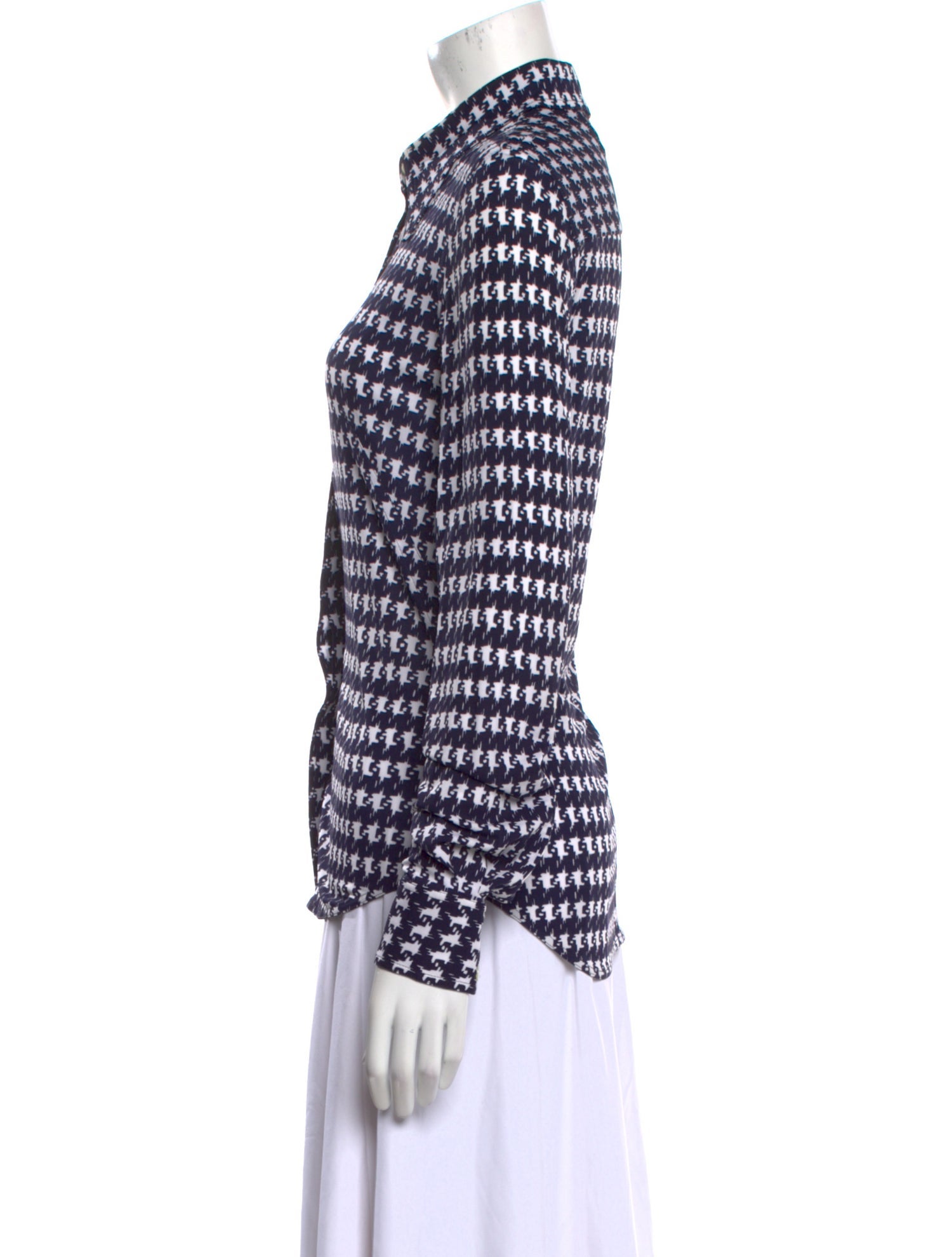 Victoria Beckham Printed Long Sleeve Button-Up Top