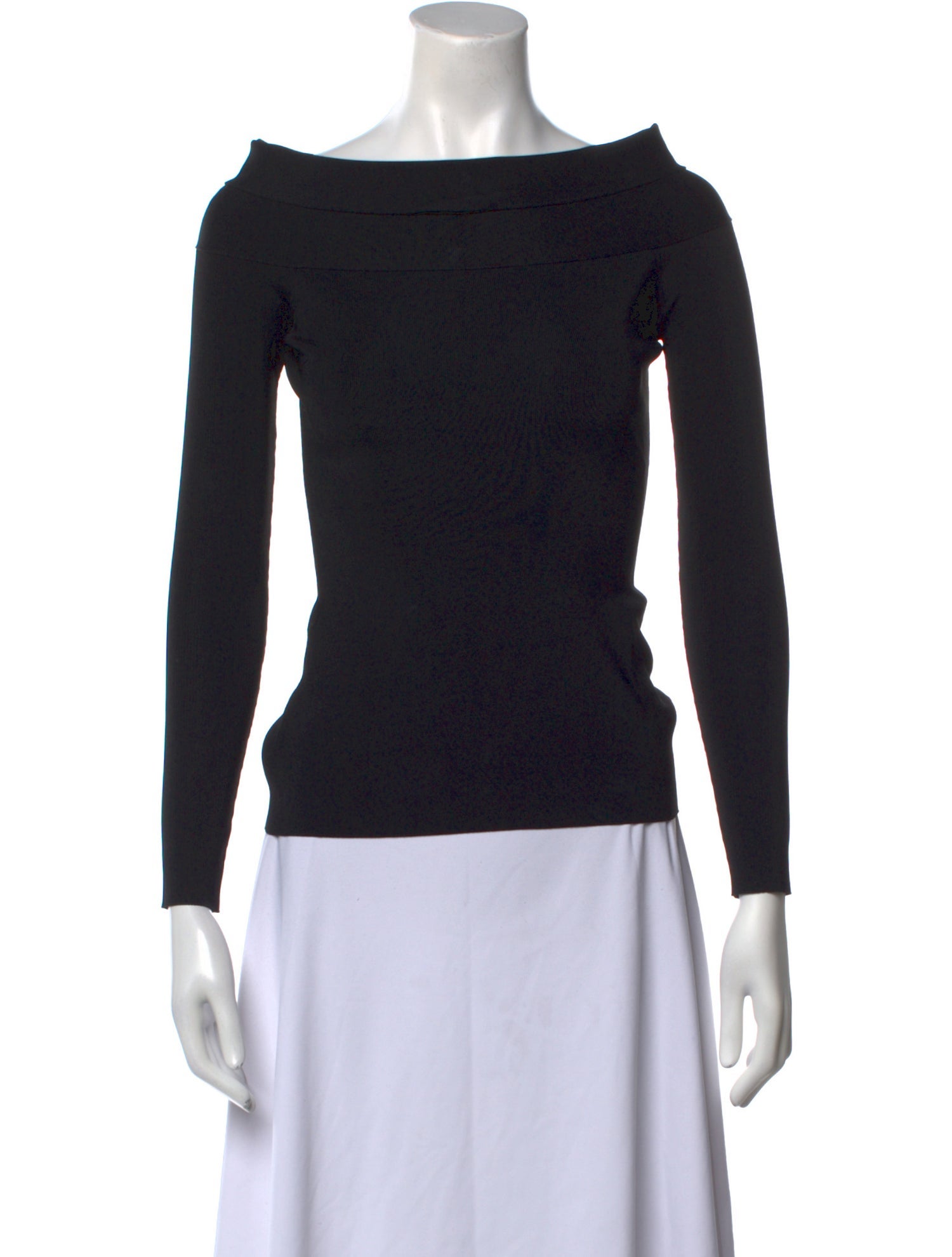 Victoria Beckham Bateau Neckline Long Sleeve Top