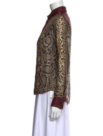 Victoria Beckham Silk Animal Print Button-Up Top