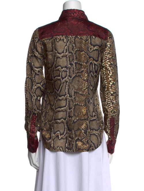 Victoria Beckham Silk Animal Print Button-Up Top