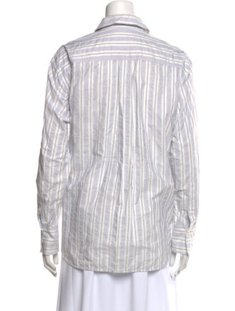 Victoria Beckham Striped Long Sleeve Button-Up Top