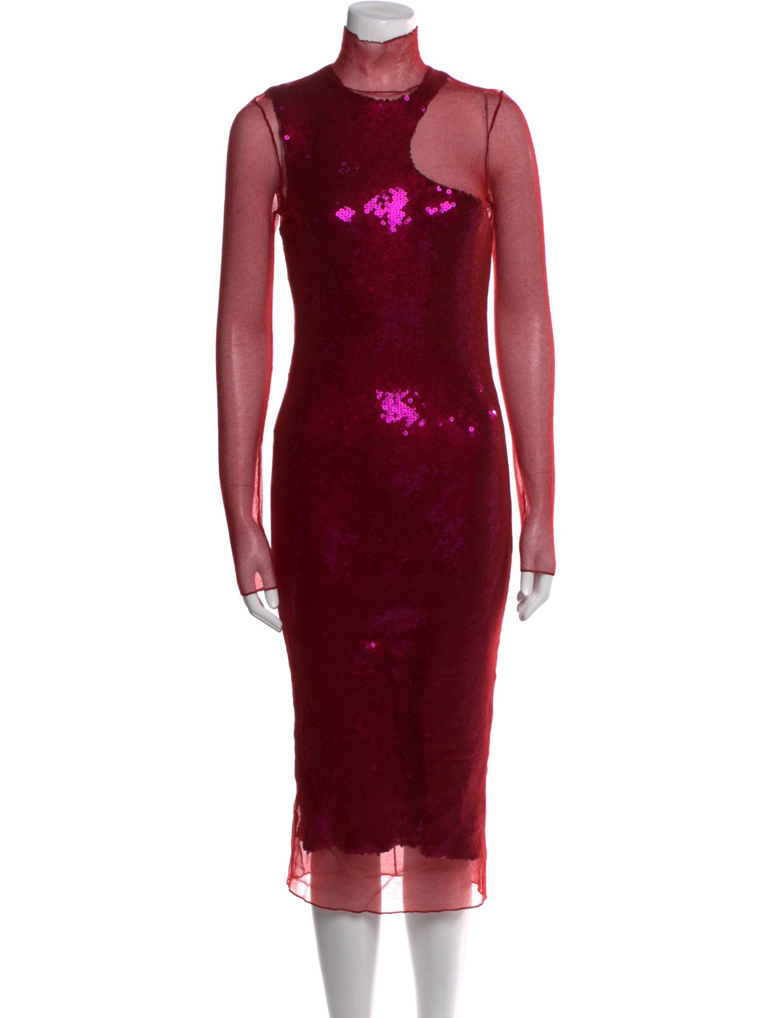 Victoria Beckham Mock Neck Midi Length Dress