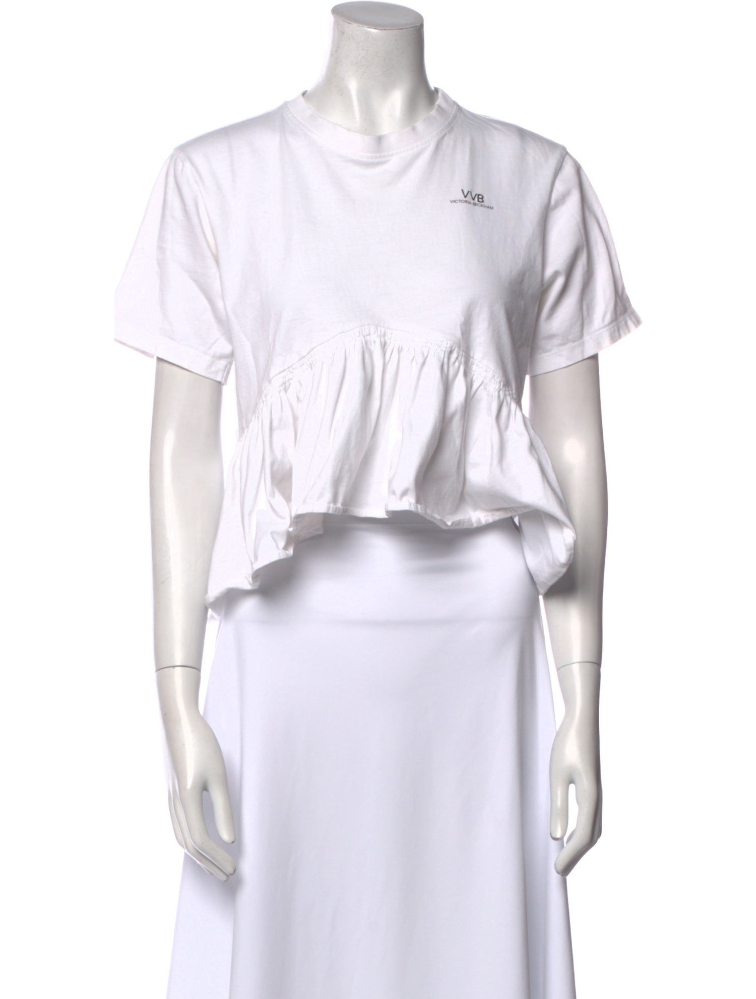 Victoria Beckham Crew Neck Short Sleeve Crop Top