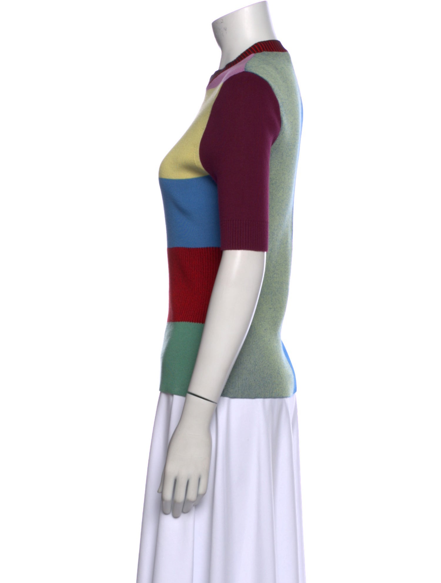 Victoria Beckham Colorblock Pattern Crew Neck Sweater