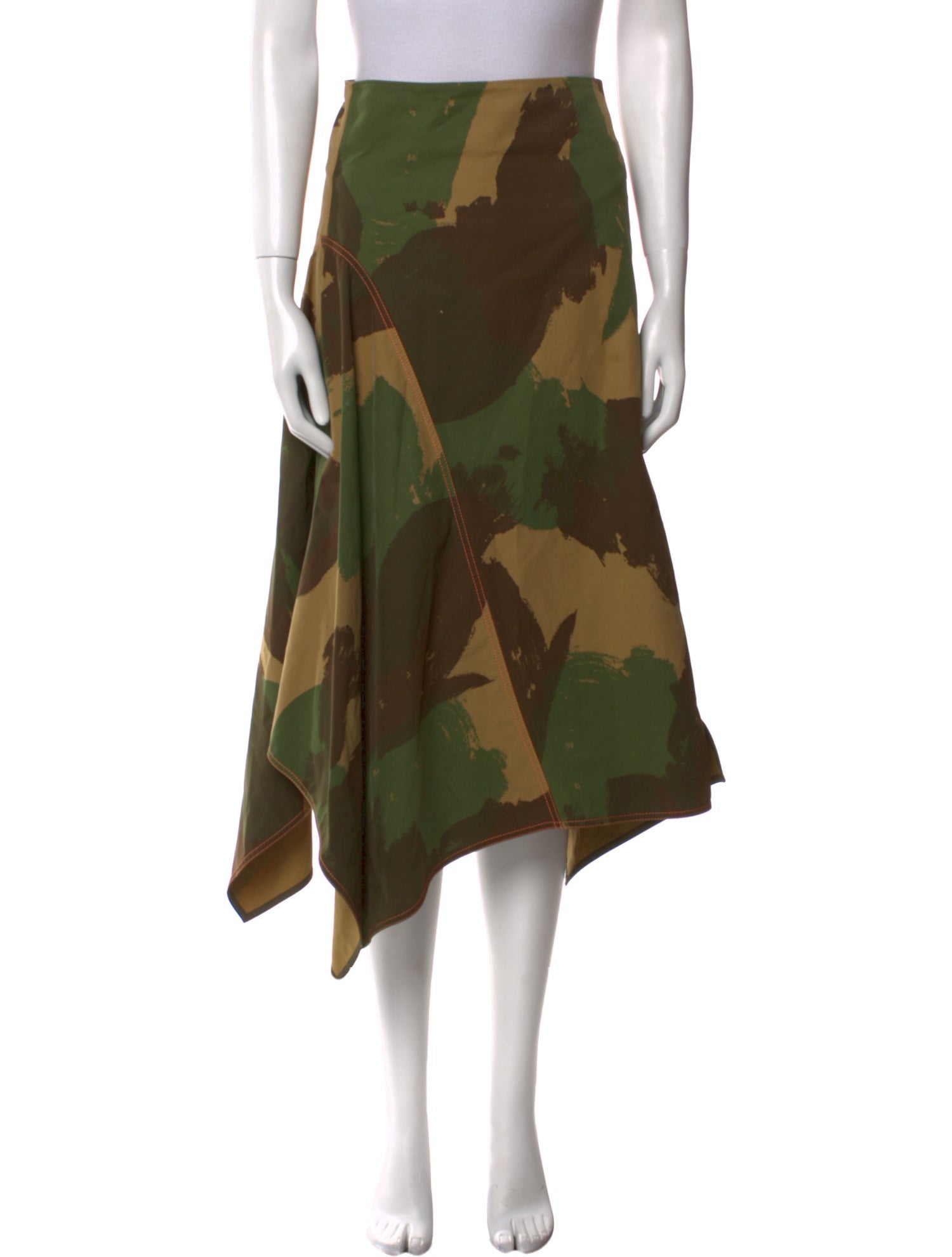 Victoria Beckham Camouflage Print Midi Length Skirt