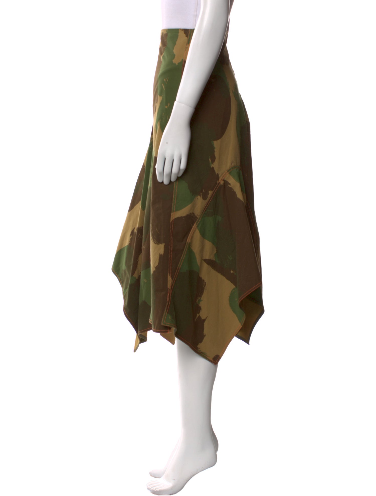 Victoria Beckham Camouflage Print Midi Length Skirt