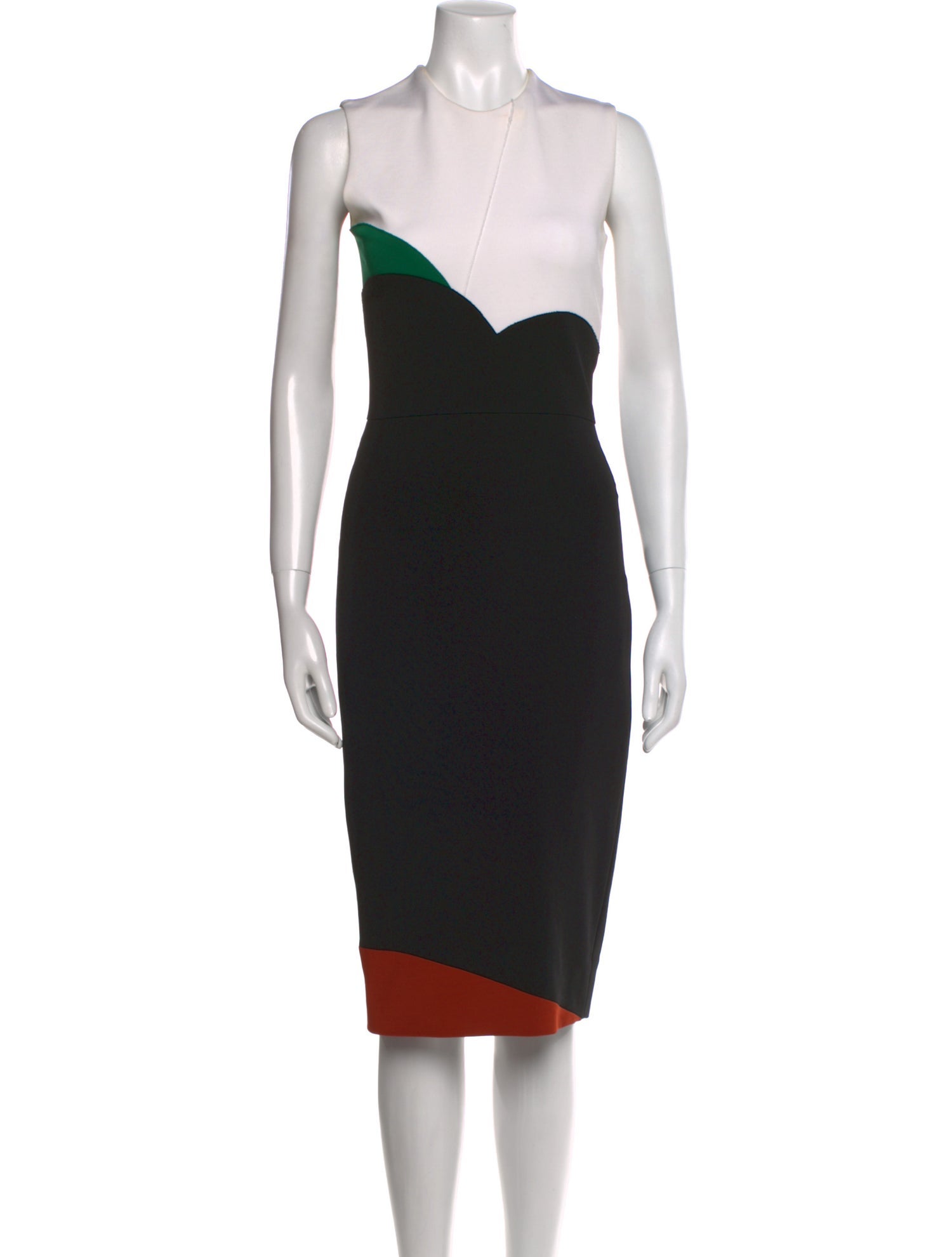 Victoria Beckham Crew Neck Midi Length Dress