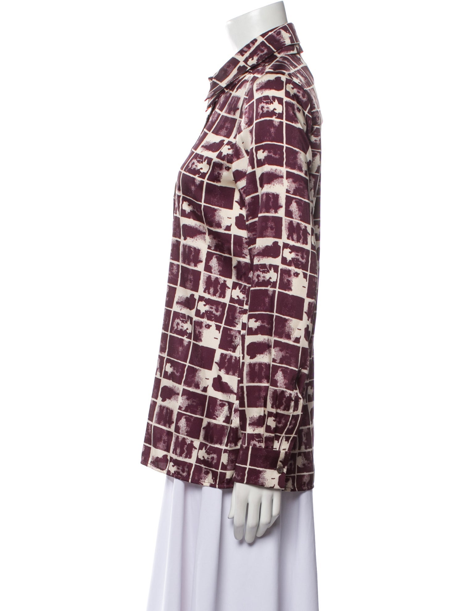 Victoria Beckham Plaid Print Long Sleeve Button-Up Top