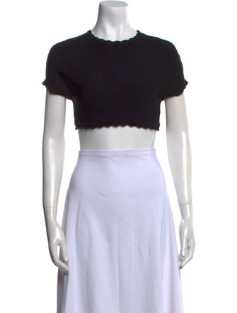 Victoria Beckham Crew Neck Short Sleeve Crop Top