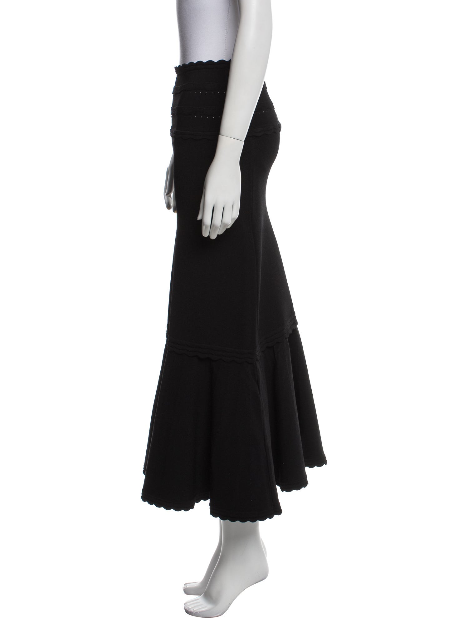 Victoria Beckham Scalloped Accent Midi Length Skirt