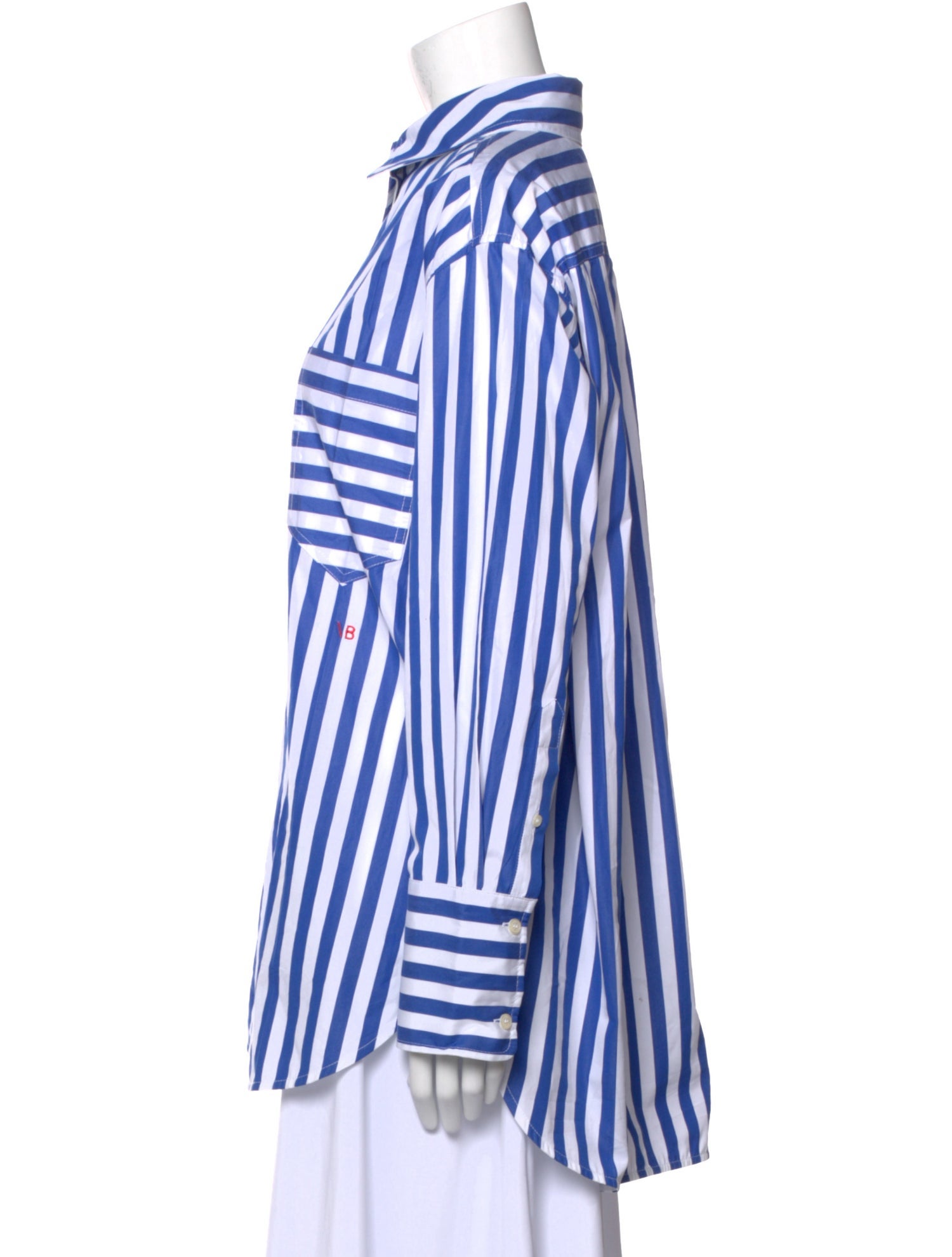 Victoria Beckham Striped Long Sleeve Button-Up Top