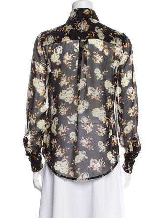 Victoria Beckham Silk Floral Print Button-Up Top