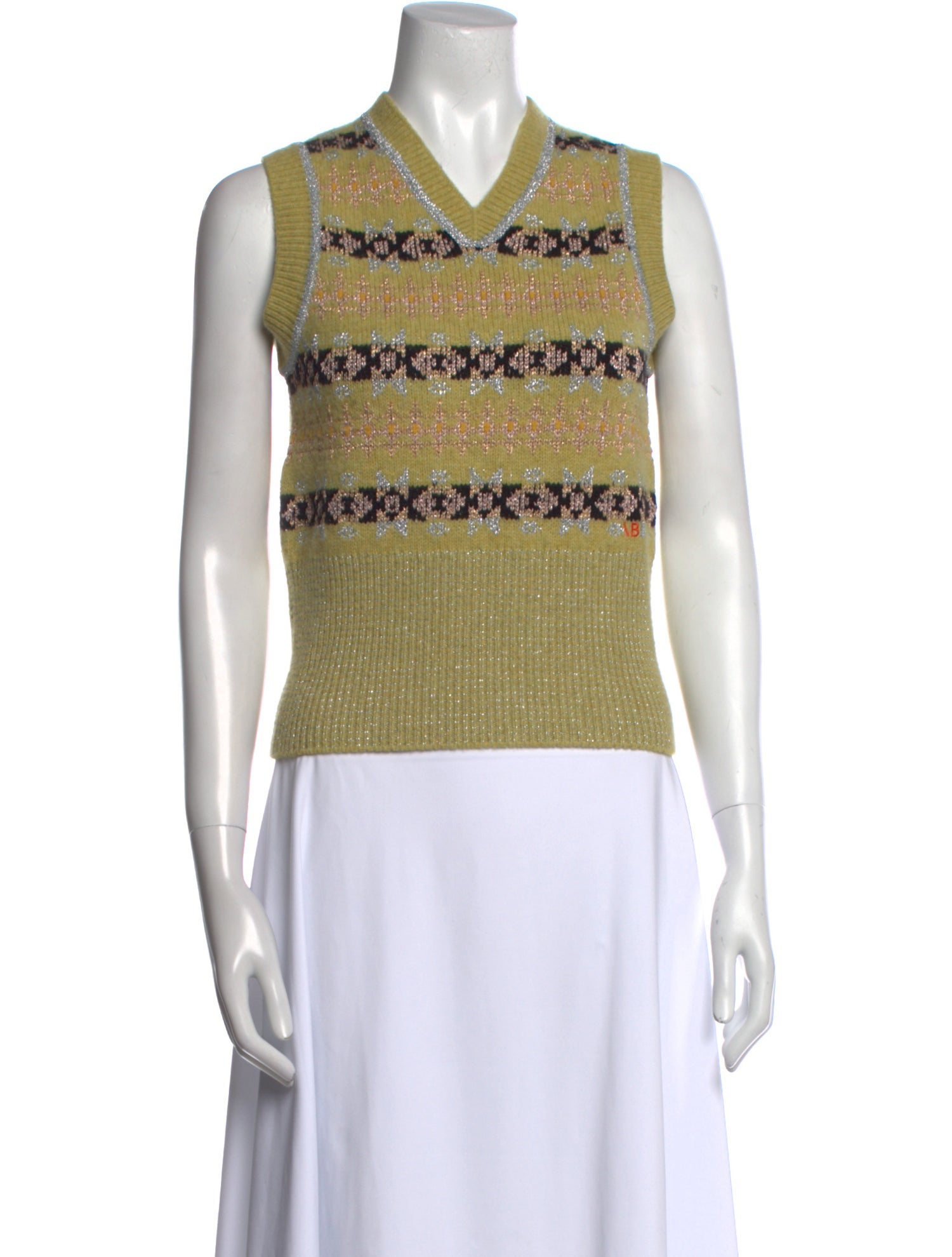 Victoria Beckham Striped V-Neck Sweater