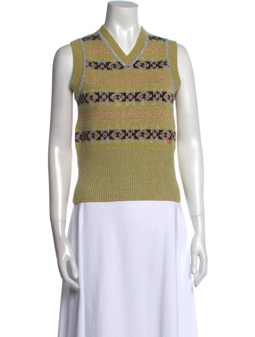 Victoria Beckham Striped V-Neck Sweater