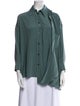 Victoria Beckham Silk Three-Quarter Sleeve Button-Up Top