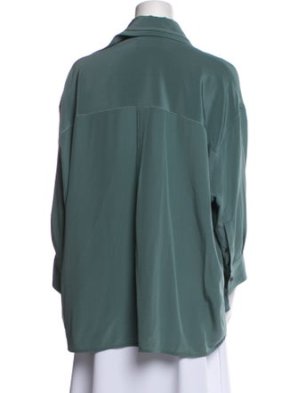 Victoria Beckham Silk Three-Quarter Sleeve Button-Up Top