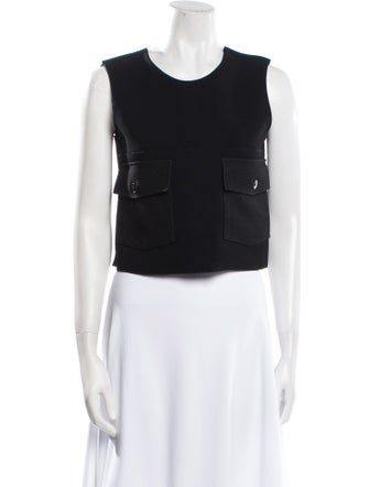 Victoria Beckham Crew Neck Sleeveless Crop Top