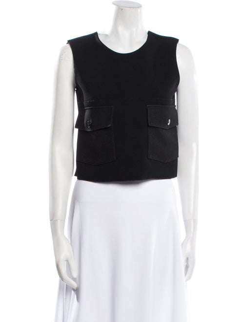 Victoria Beckham Crew Neck Sleeveless Crop Top