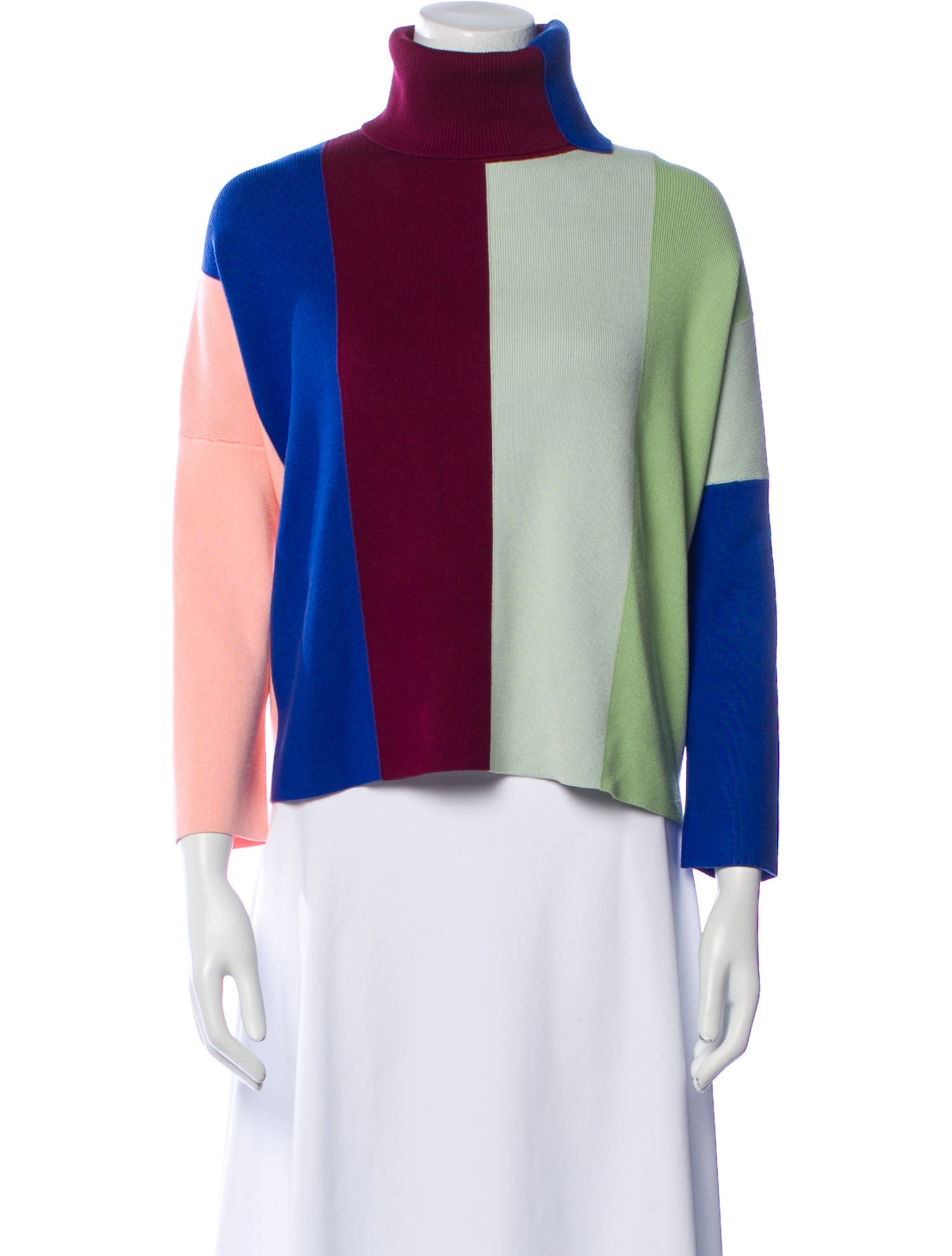 Victoria Beckham Colorblock Pattern Turtleneck Sweater
