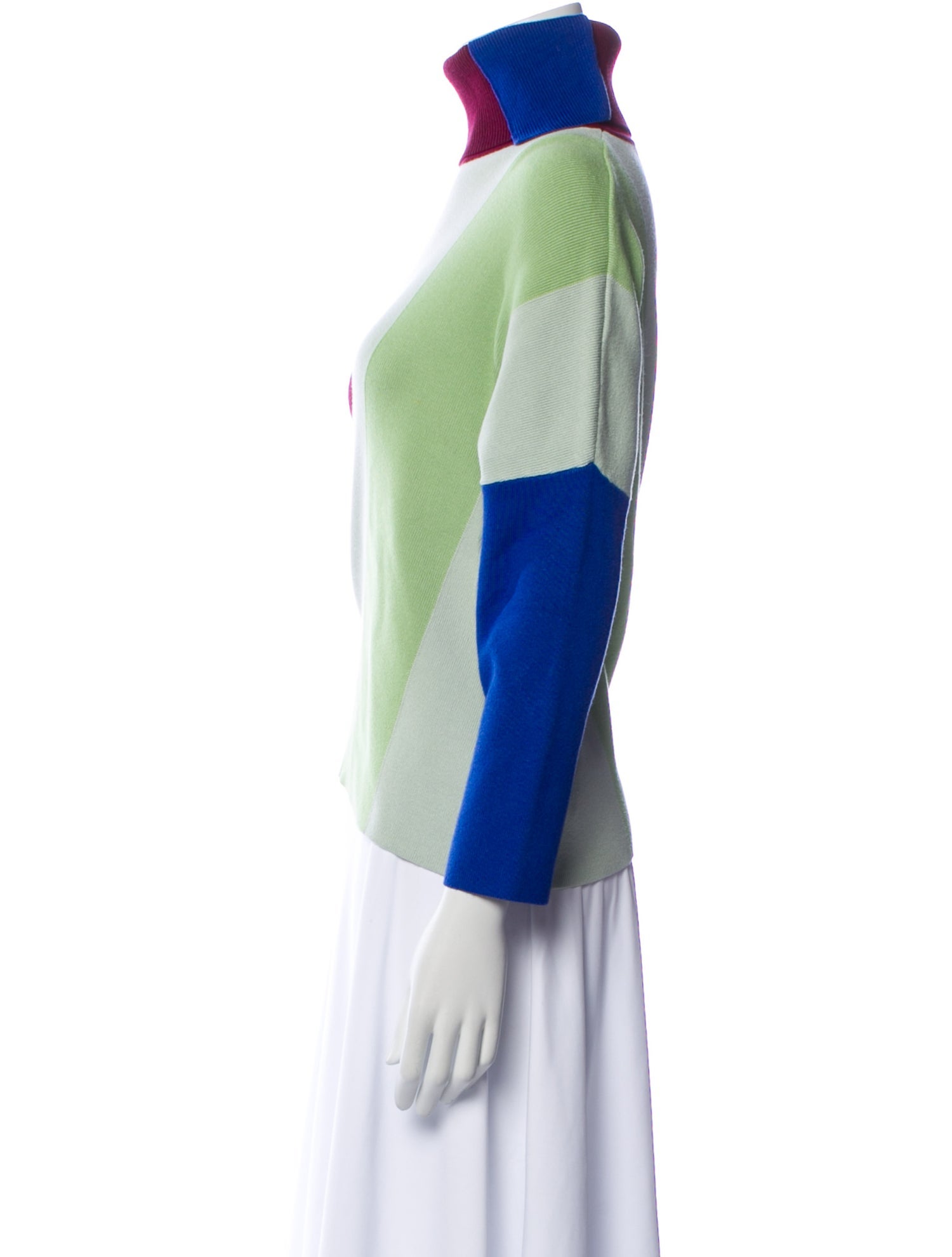 Victoria Beckham Colorblock Pattern Turtleneck Sweater