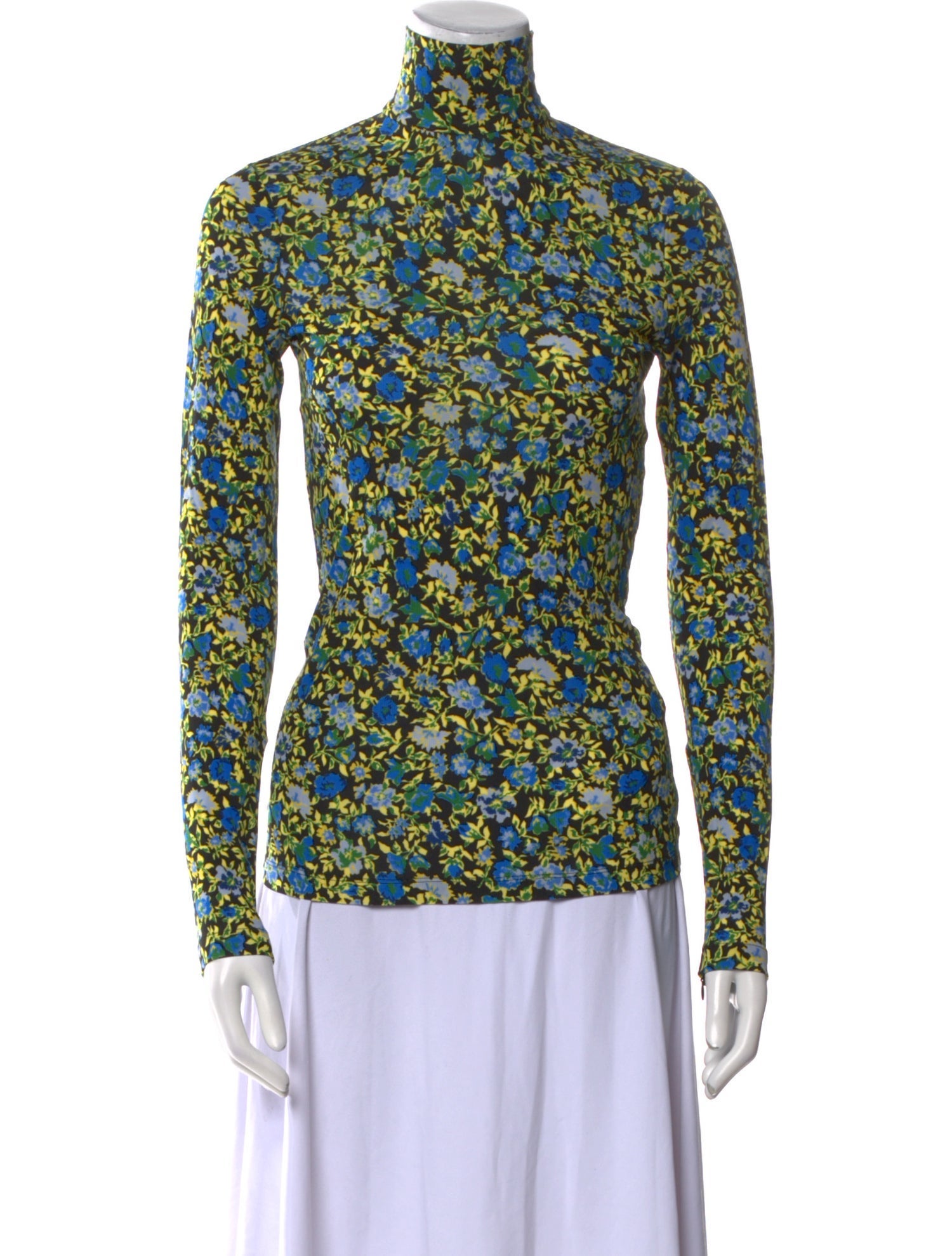 Victoria Beckham Floral Print Turtleneck Top