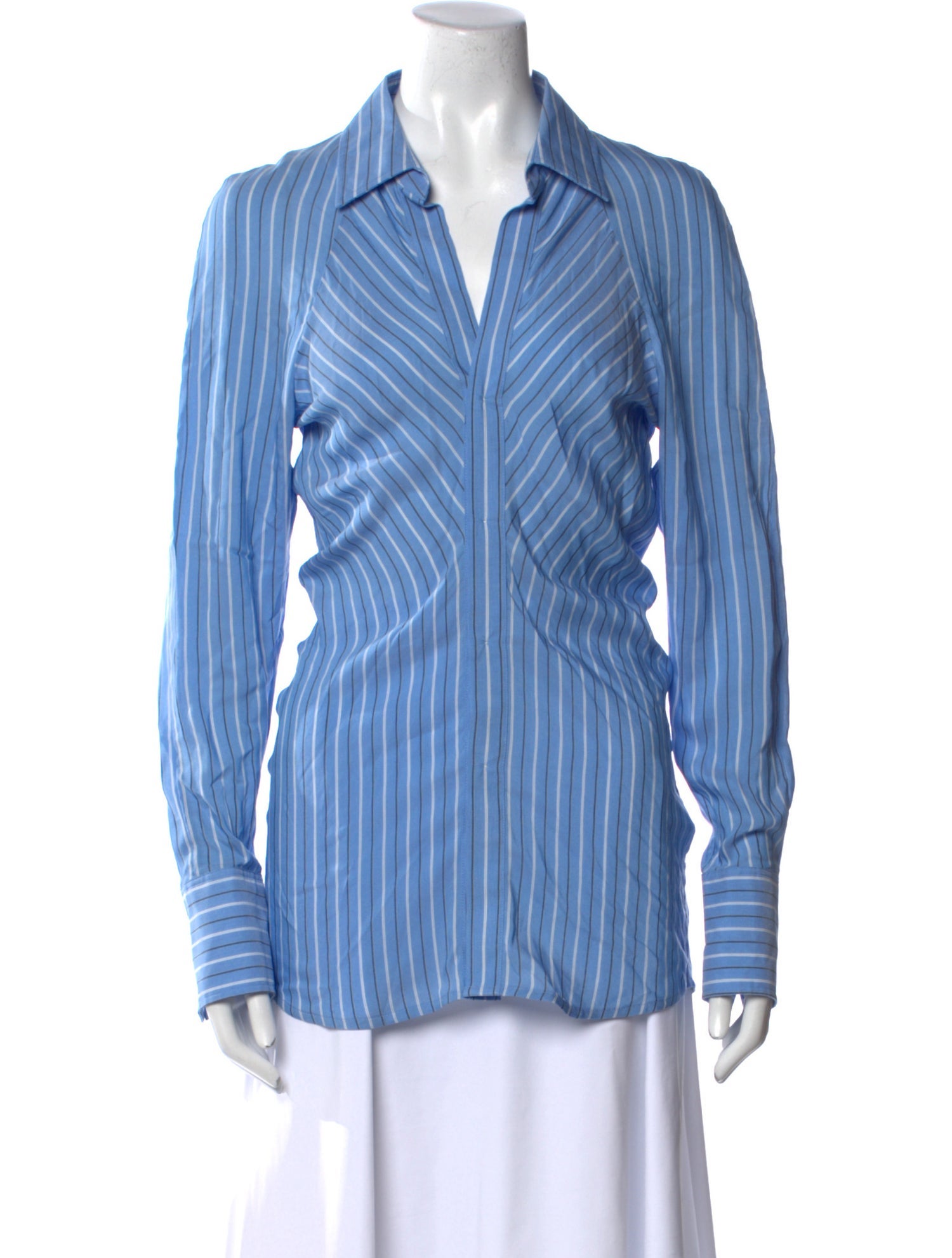 Victoria Beckham Striped Long Sleeve Button-Up Top w/ Tags