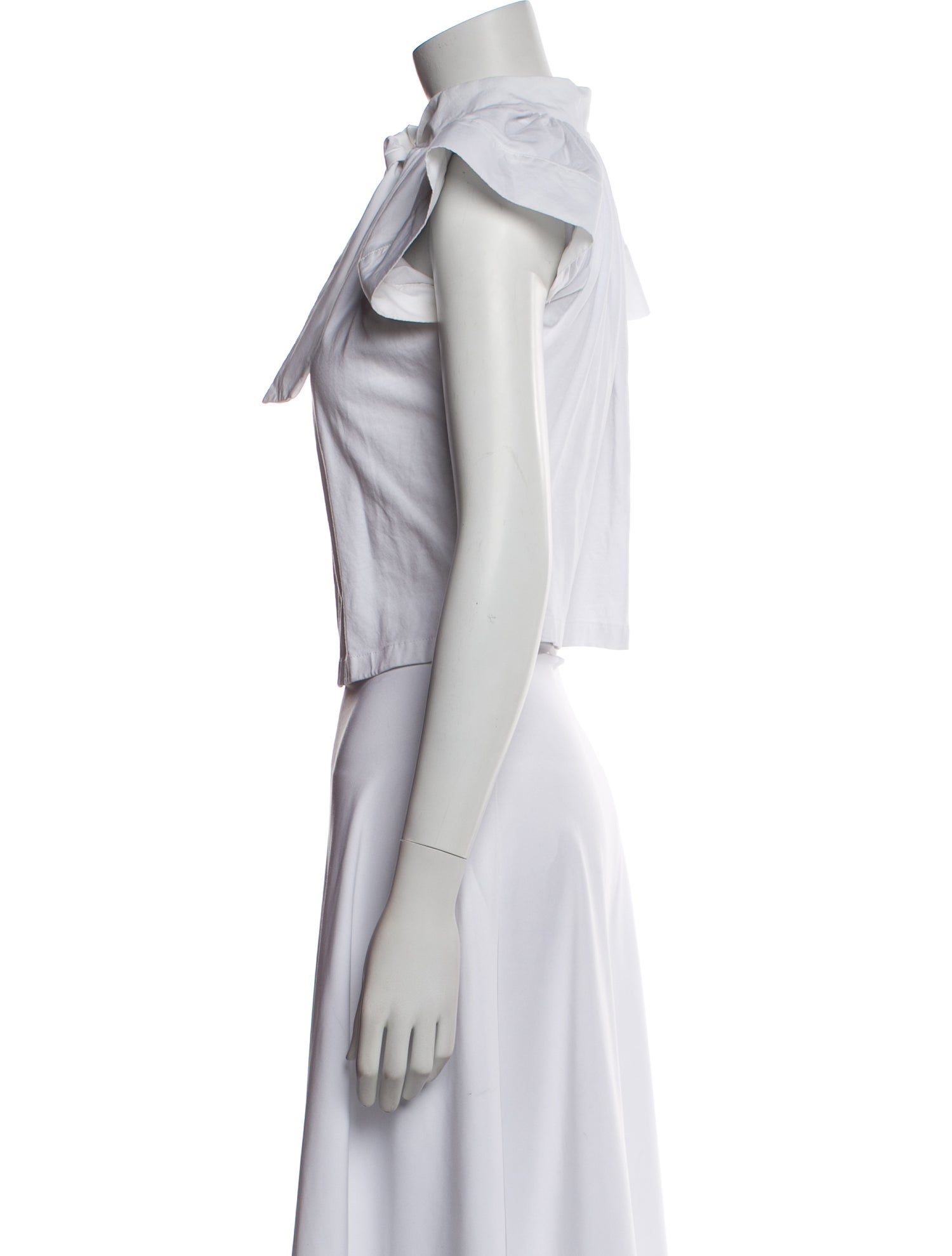 Victoria Beckham Mock Neck Short Sleeve Crop Top