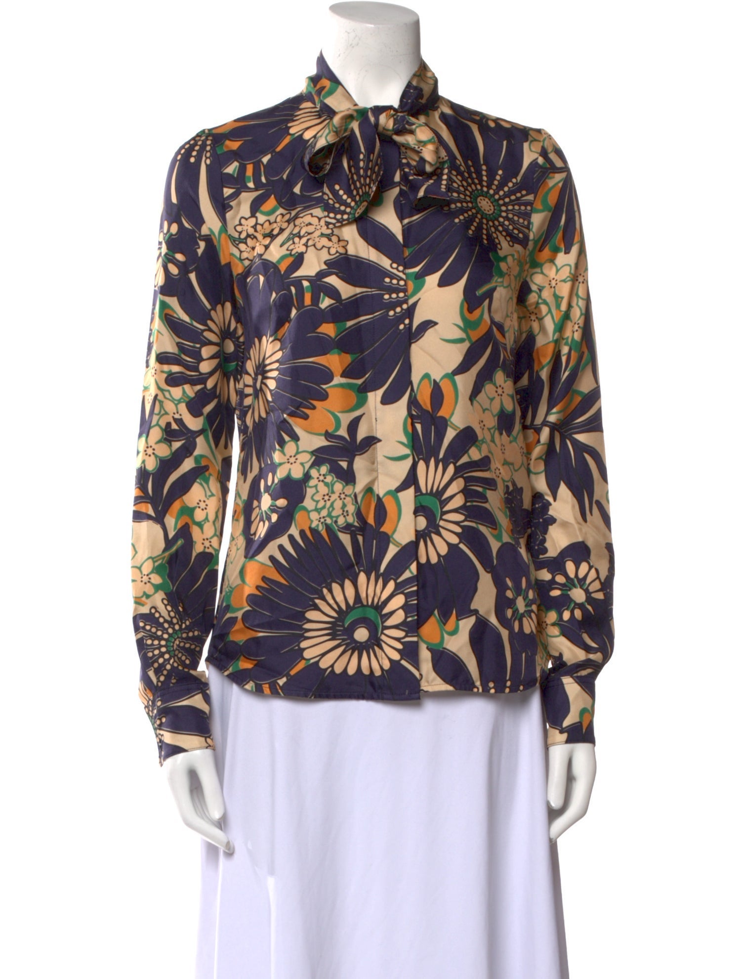 Victoria Beckham Silk Printed Button-Up Top