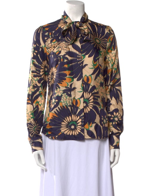 Victoria Beckham Silk Printed Button-Up Top