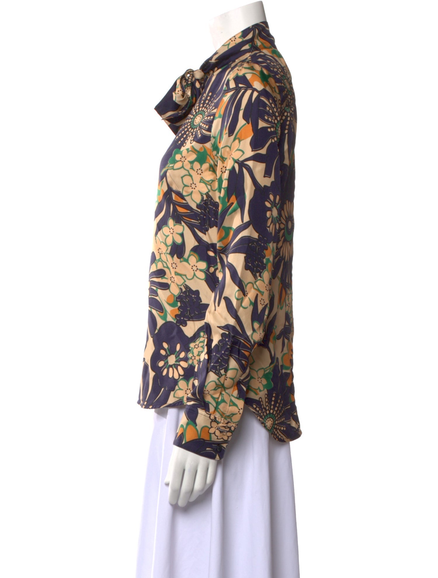 Victoria Beckham Silk Printed Button-Up Top