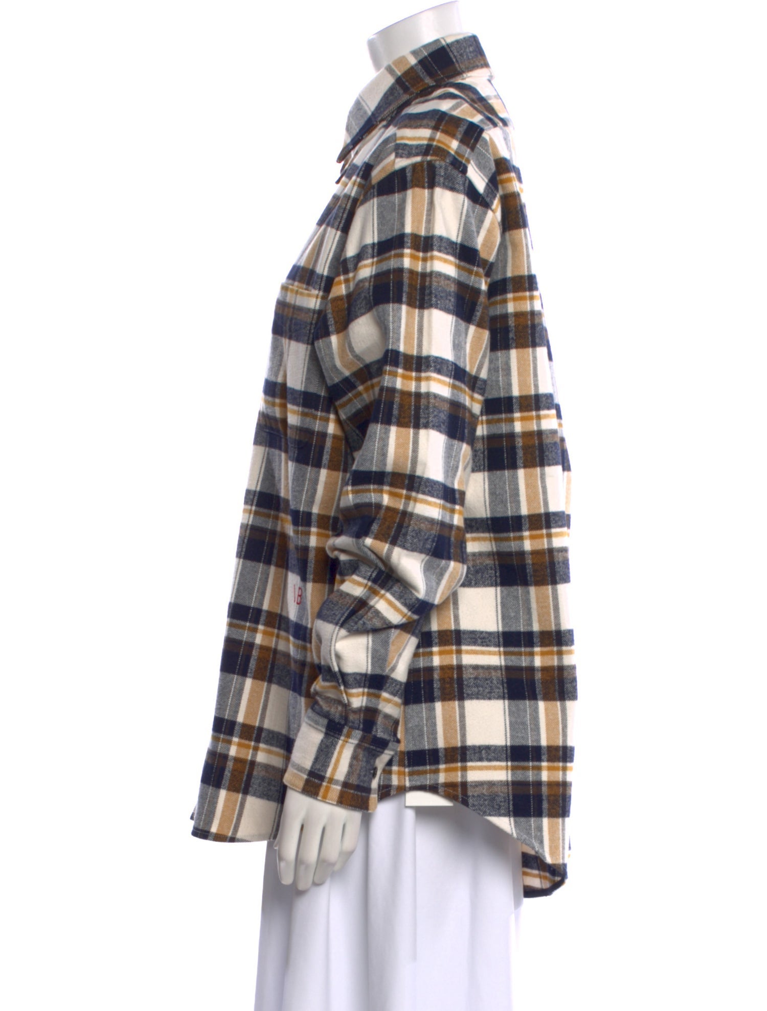 Victoria Beckham Plaid Print Long Sleeve Button-Up Top