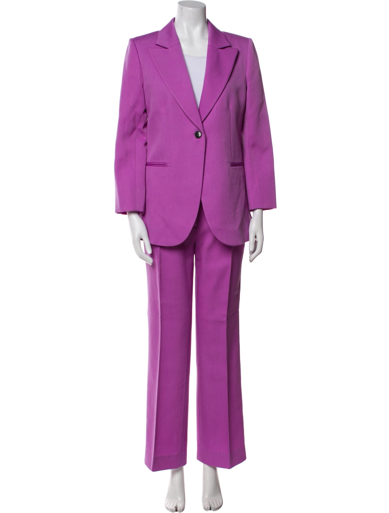 Victoria Beckham Virgin Wool Pleated Accents Pantsuit