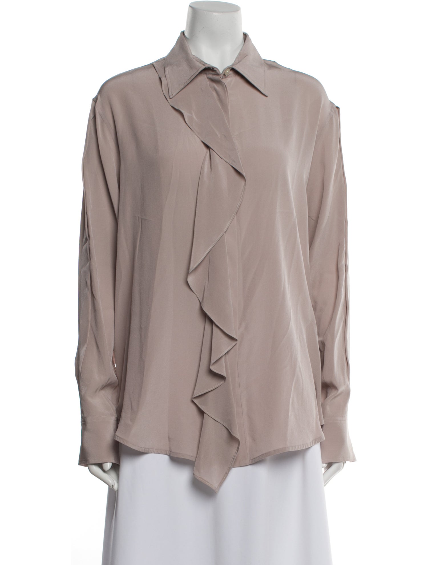 Victoria Beckham Silk Long Sleeve Button-Up Top