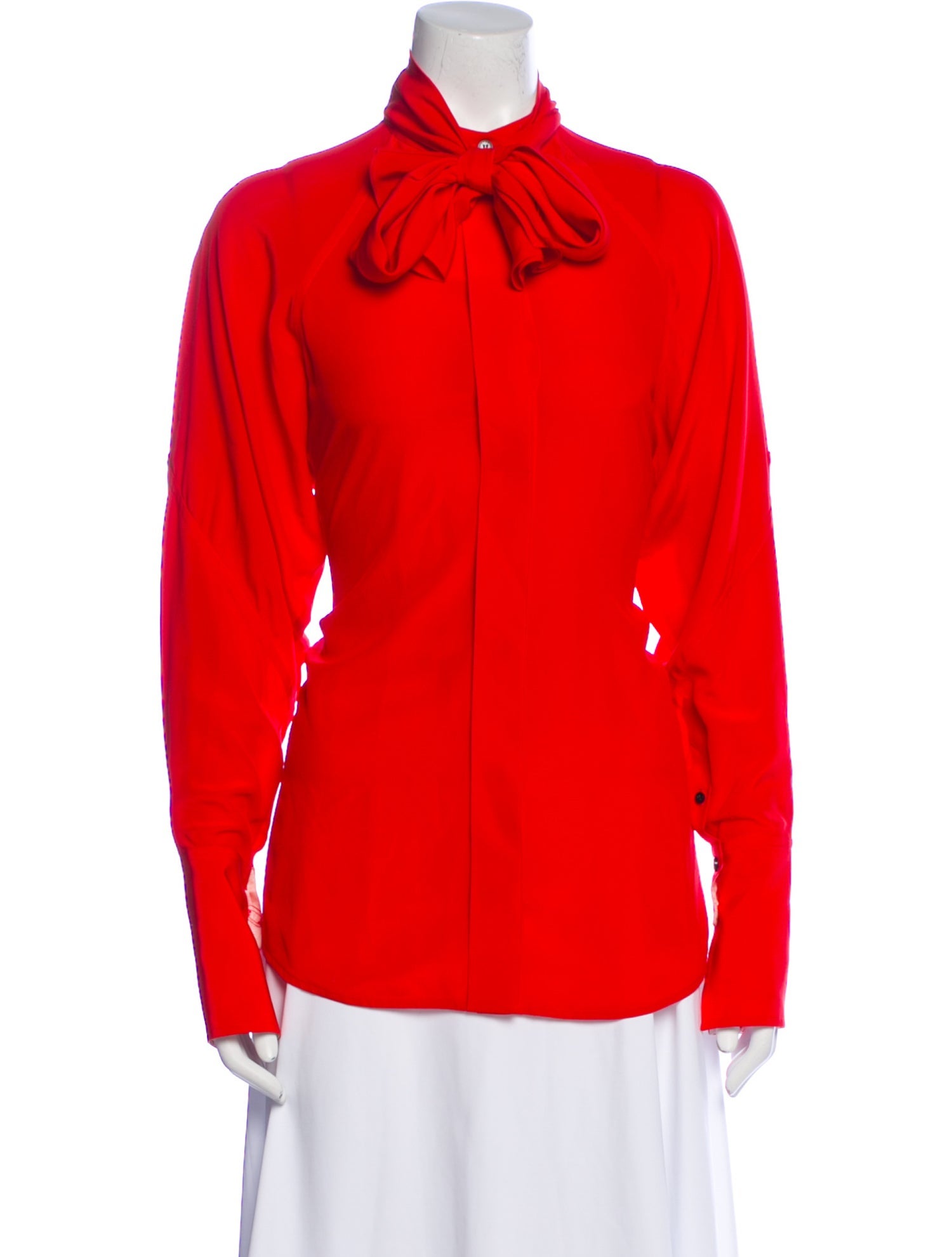 Victoria Beckham Silk Mock Neck Button-Up Top