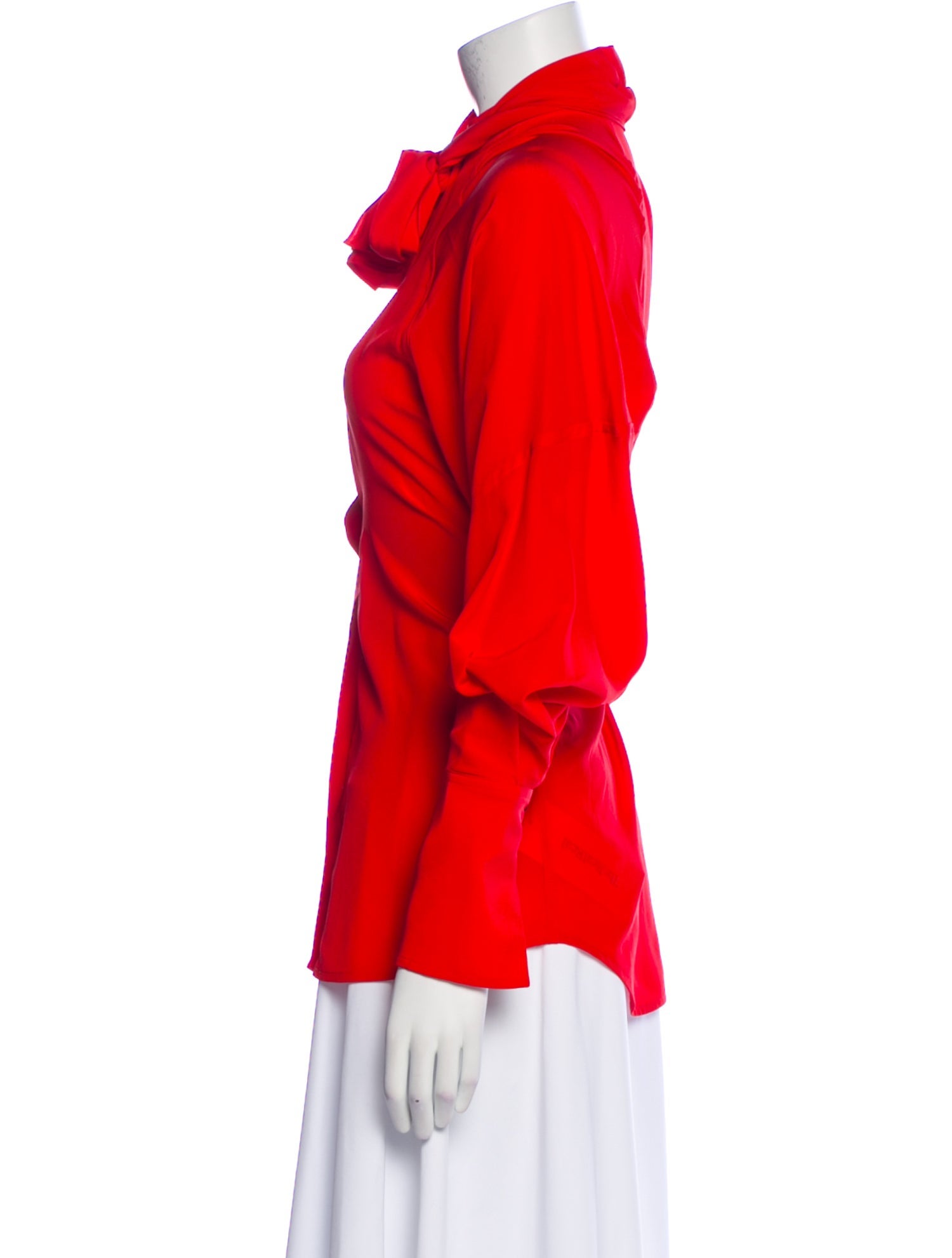 Victoria Beckham Silk Mock Neck Button-Up Top