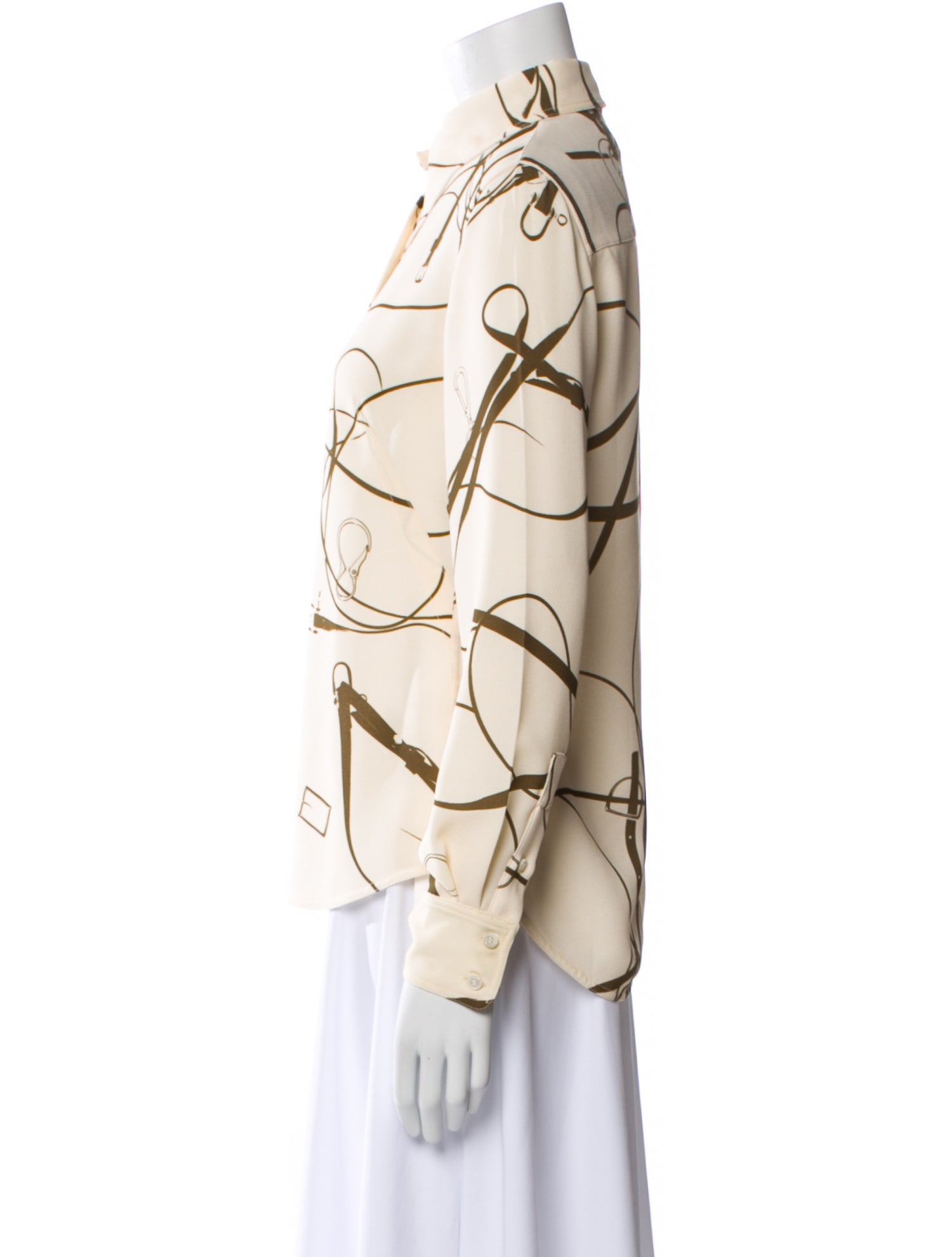 Victoria Beckham Printed Long Sleeve Button-Up Top