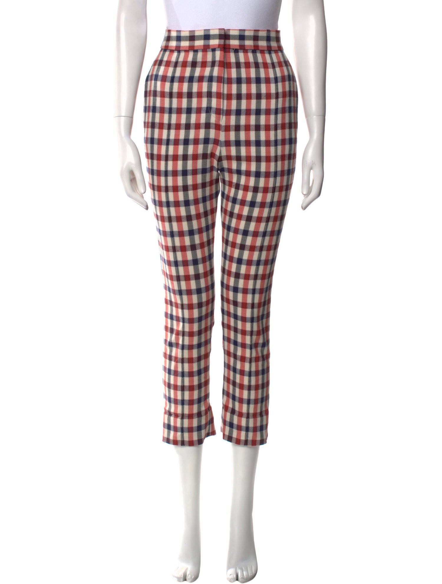 Victoria Beckham Plaid Print Straight Leg Pants