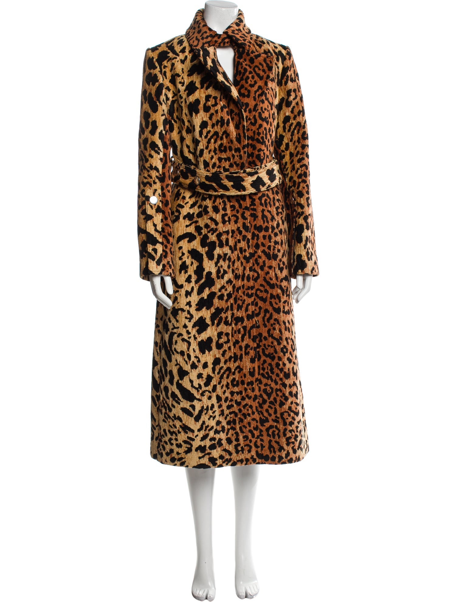 Victoria Beckham Corduroy Animal Print Trench Coat