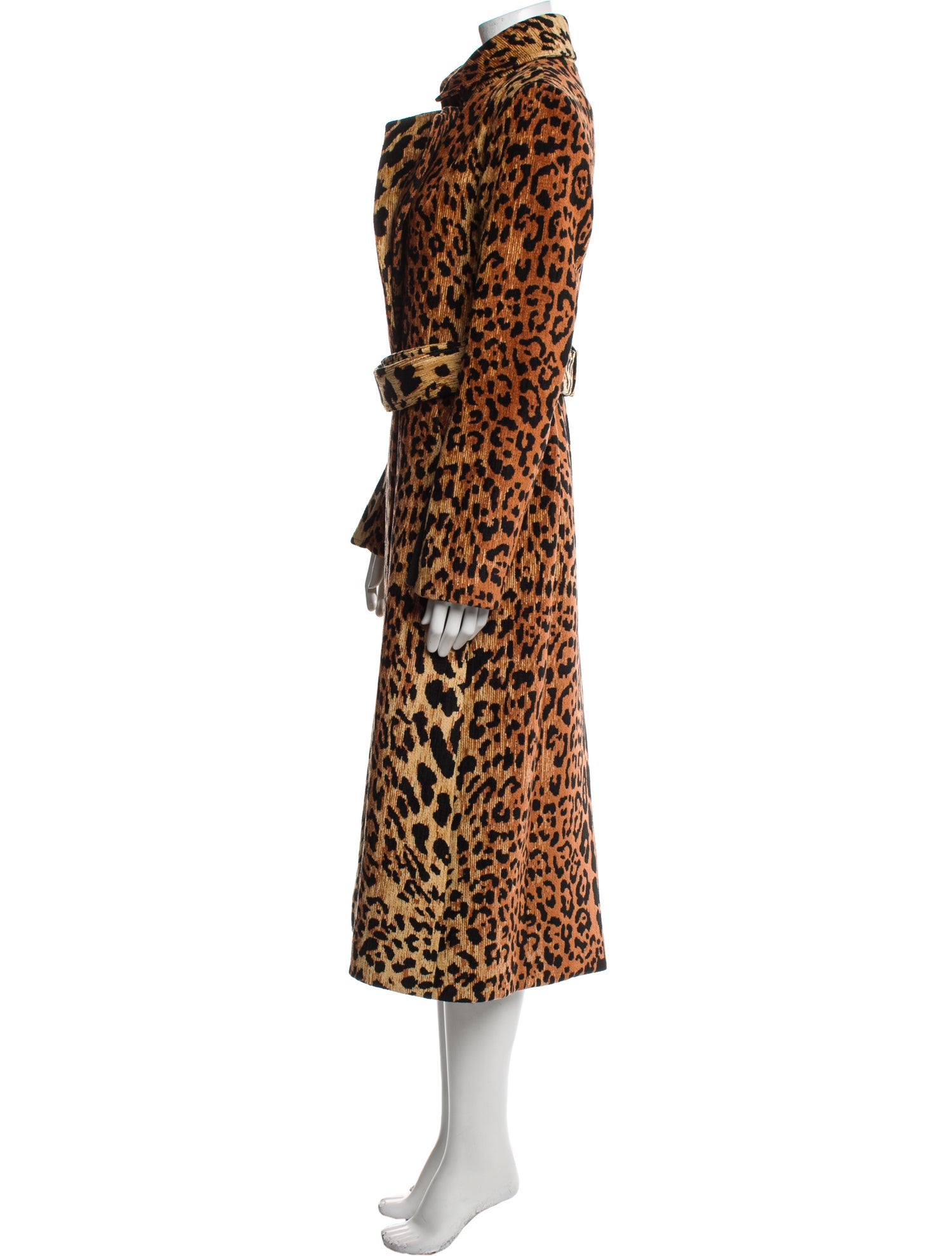Victoria Beckham Corduroy Animal Print Trench Coat
