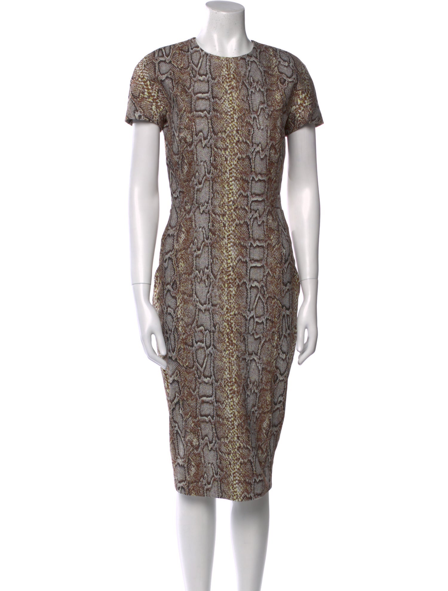 Victoria Beckham Animal Print Midi Length Dress