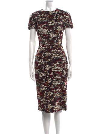 Victoria Beckham Floral Print Midi Length Dress