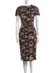 Victoria Beckham Floral Print Midi Length Dress