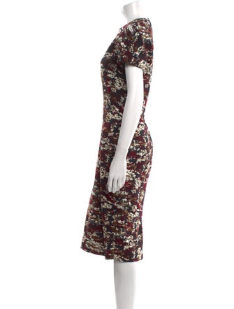 Victoria Beckham Floral Print Midi Length Dress