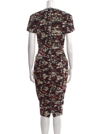 Victoria Beckham Floral Print Midi Length Dress