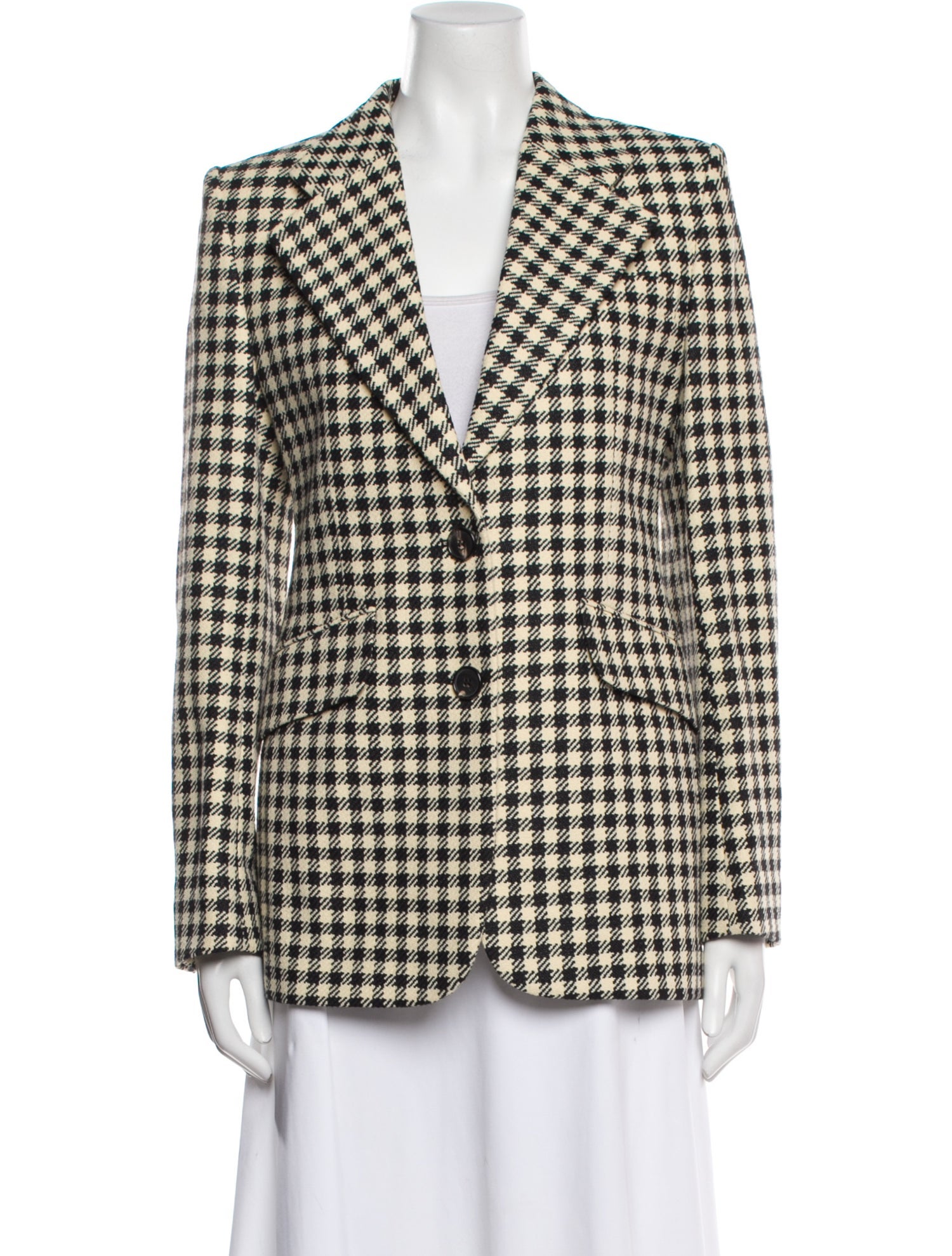Victoria Beckham Wool Plaid Print Blazer