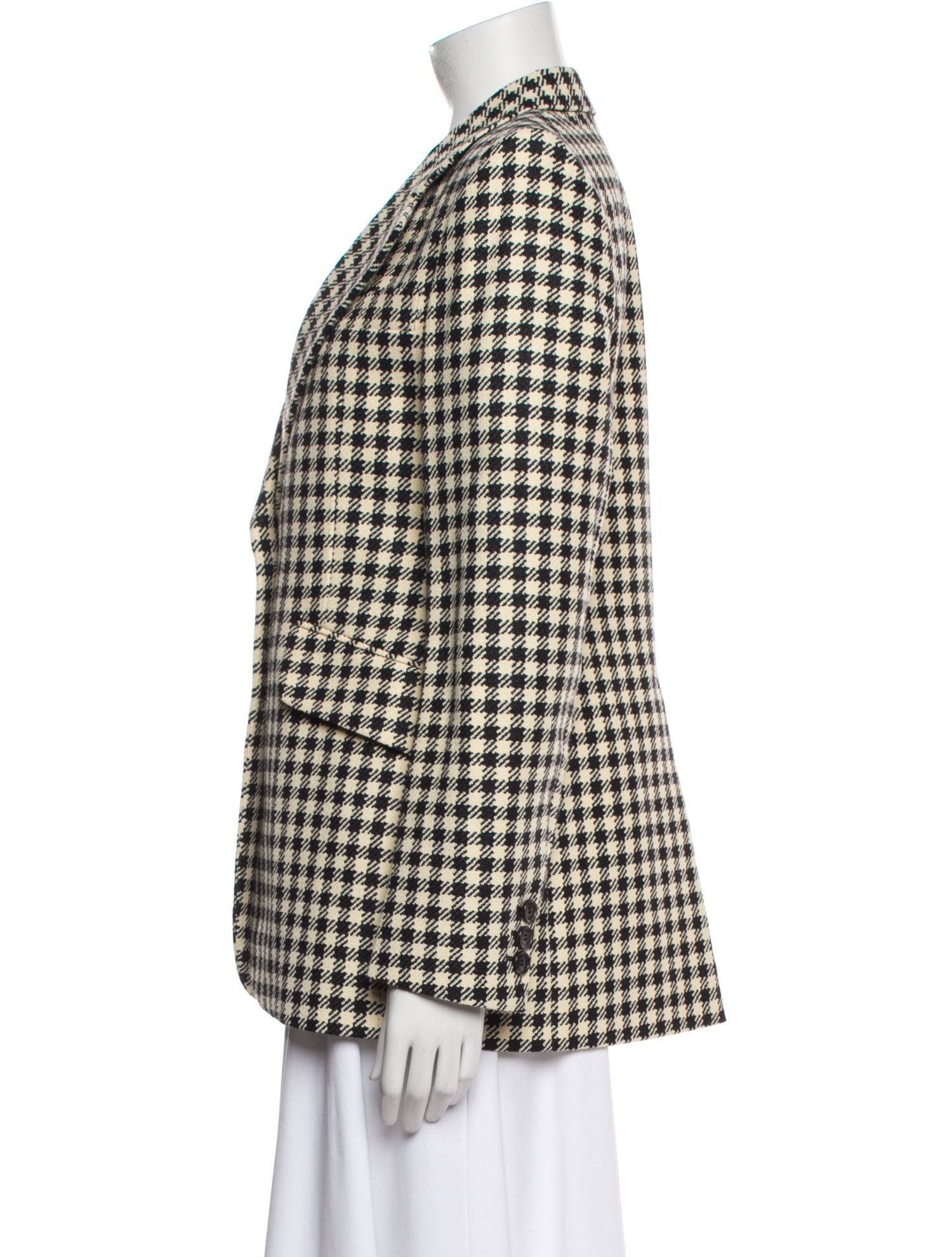 Victoria Beckham Wool Plaid Print Blazer