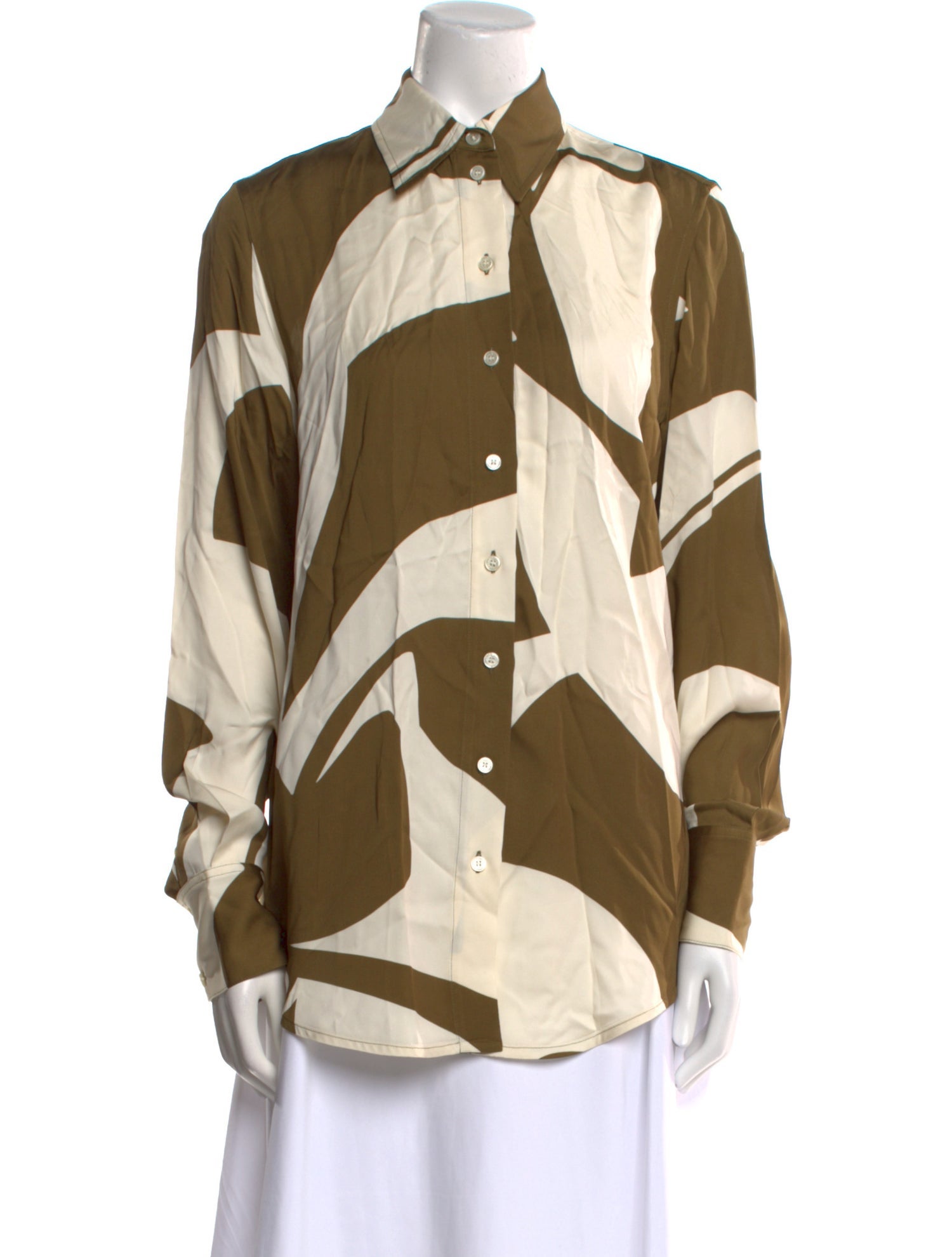 Victoria Beckham Printed Long Sleeve Button-Up Top